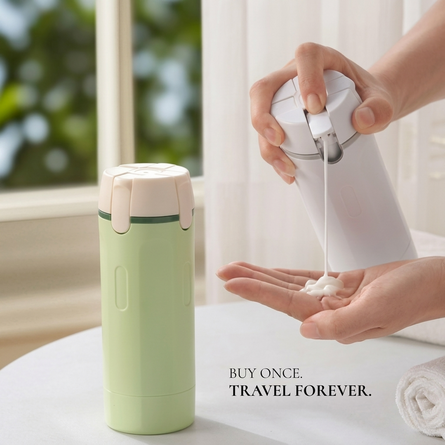 π Refillable Travel DISPENSER BOTTLES Four Flow Dispenser
