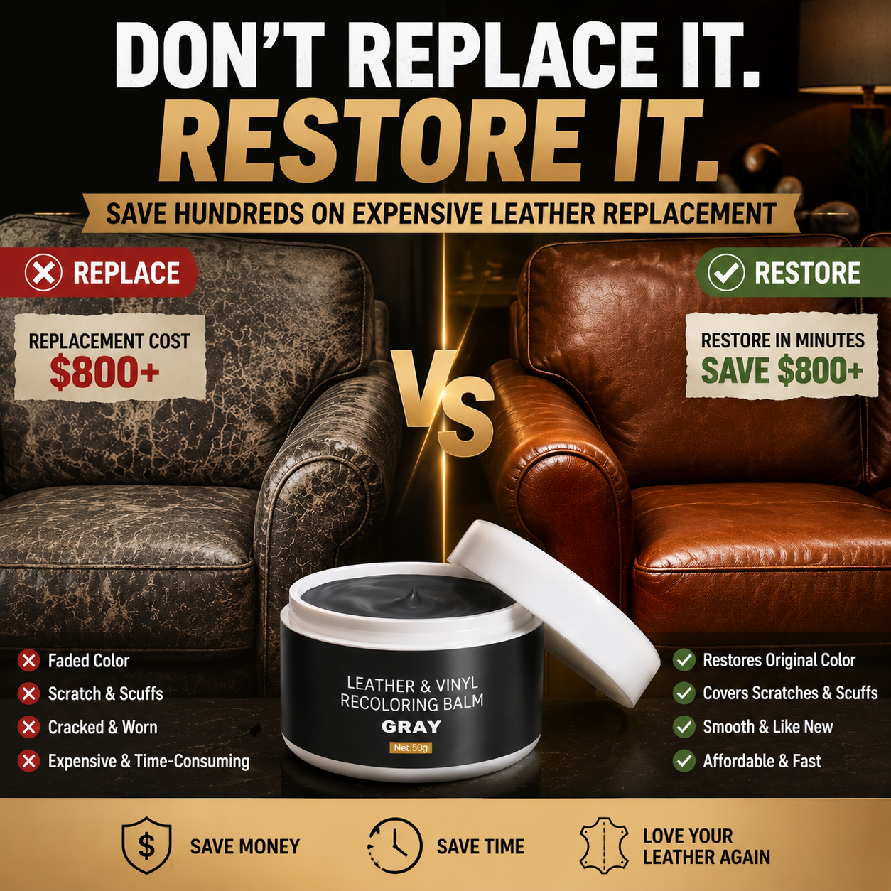 🔥Leather & Vinyl Recoloring Balm Kit – Restore Faded Seats, Sofas & Shoes