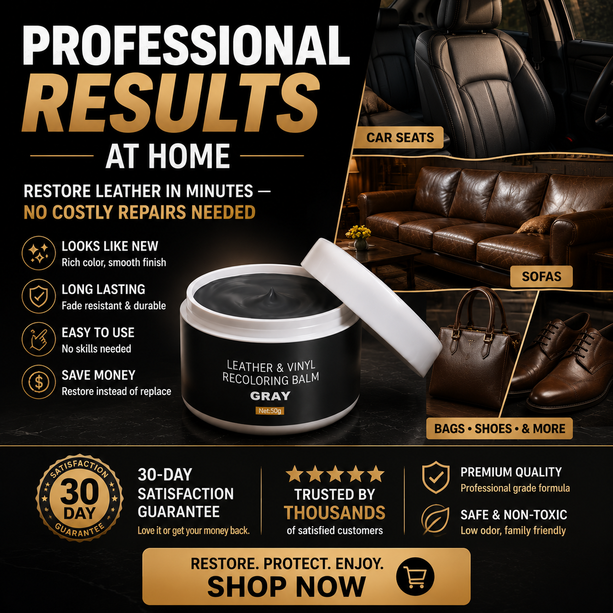 🔥Leather & Vinyl Recoloring Balm Kit – Restore Faded Seats, Sofas & Shoes