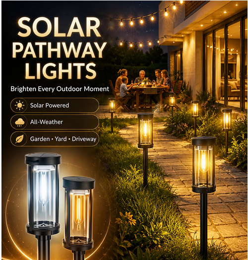 ✨ Solar Garden Pathway Lights, Waterproof Auto On/Off Outdoor Decor