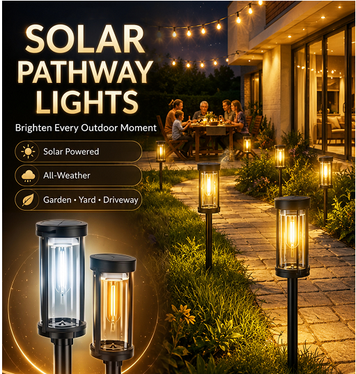 ✨ Solar Garden Pathway Lights, Waterproof Auto On/Off Outdoor Decor