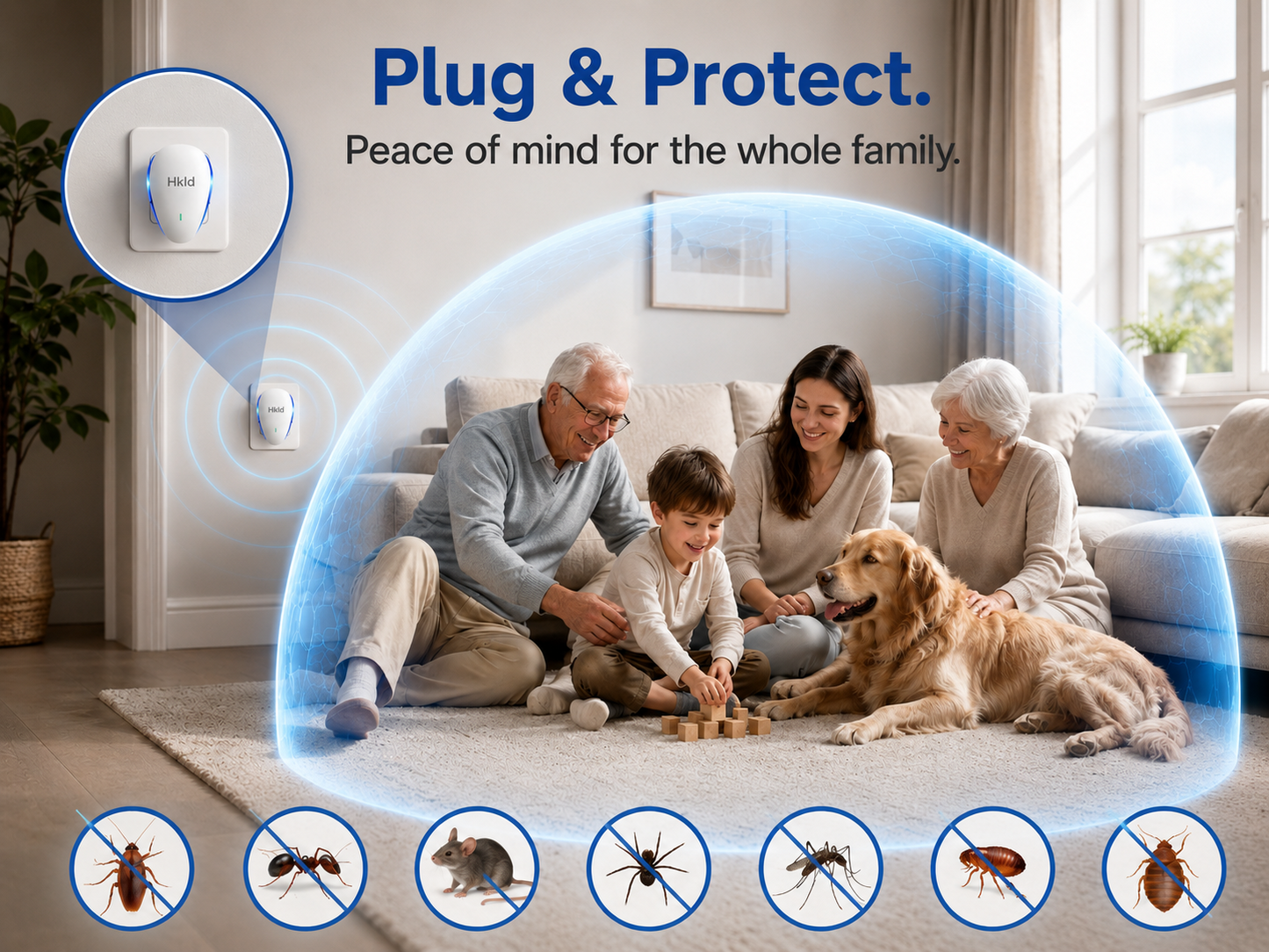 Hkld™ Plug-In Pest Repeller – Protect Every Room Without Sprays or Traps