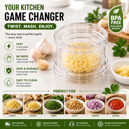 No-Mess Garlic Twister – Mince Garlic in Seconds