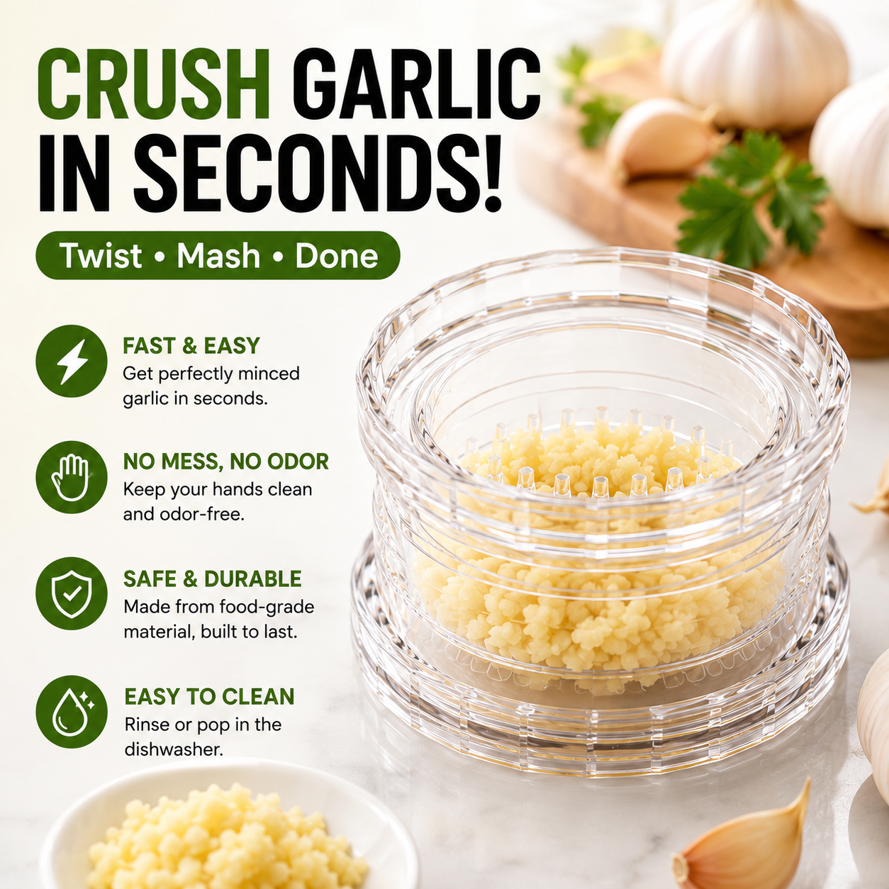 No-Mess Garlic Twister – Mince Garlic in Seconds