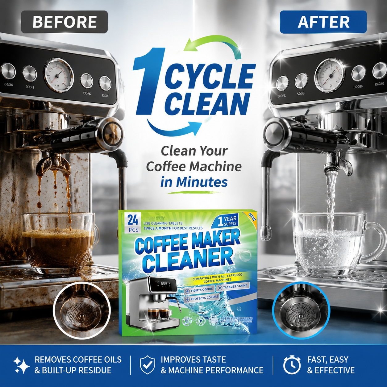 ☕Effortless Coffee Machine Cleaner - Clean Without Taking It Apart⬆️