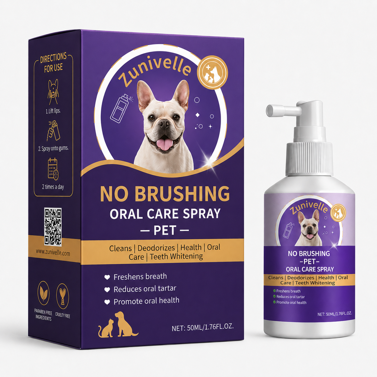 Fresher Dog Breath in Seconds — No Toothbrush Required.