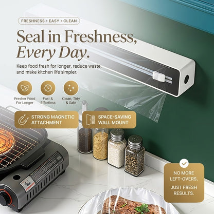 🔥 Reusable Magnetic Cling Film Dispenser with Built-In Precision Cutter