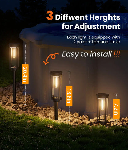 ✨Solar Garden Pathway Lights, Waterproof Auto On/Off Outdoor Decor🌟