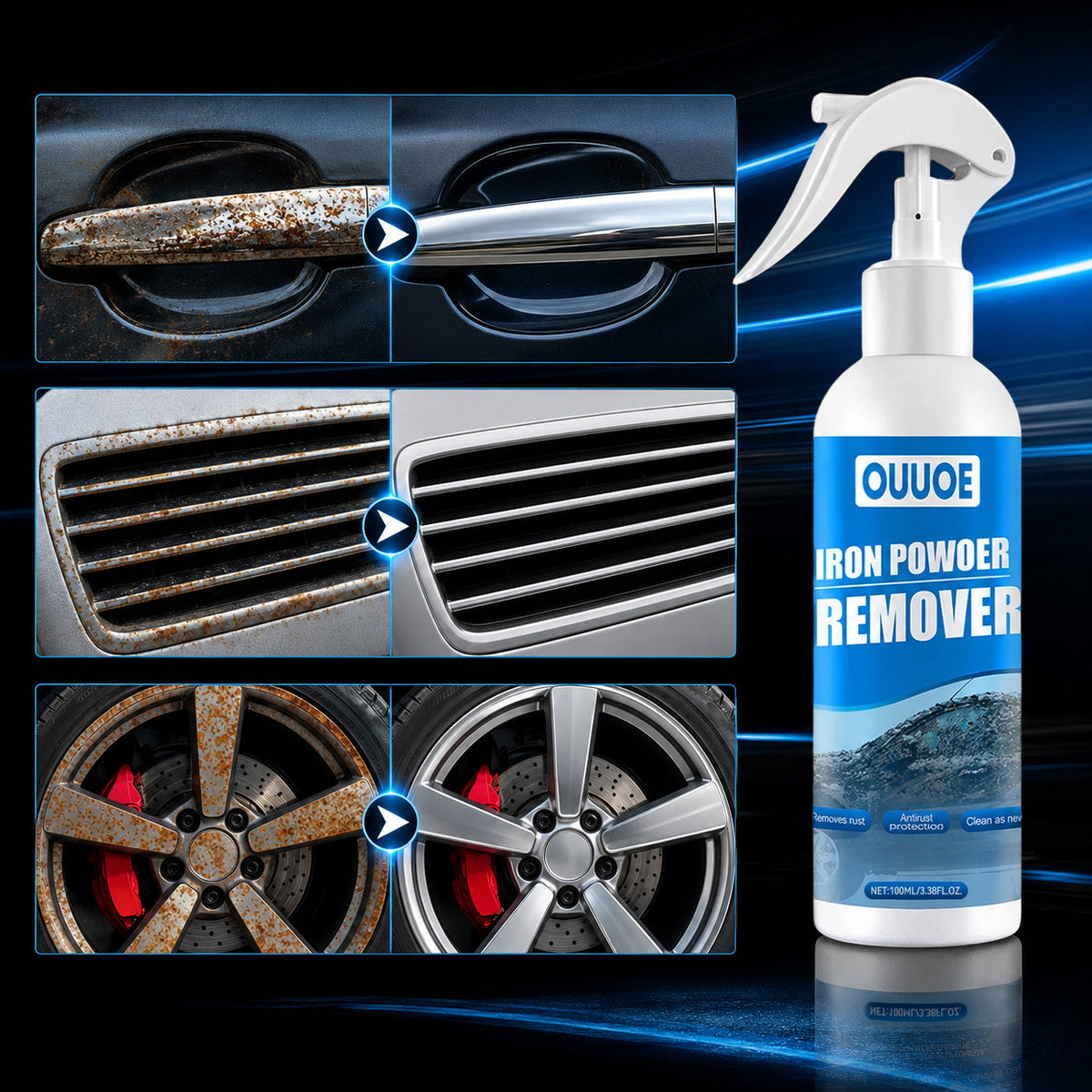 🔥 Multi‑Purpose Rust Remover Spray – Rust Gone, Metal Like New! 🛠️✨ Dissolves rust on contact – wheels, tools, chains, and more. 💪🚗