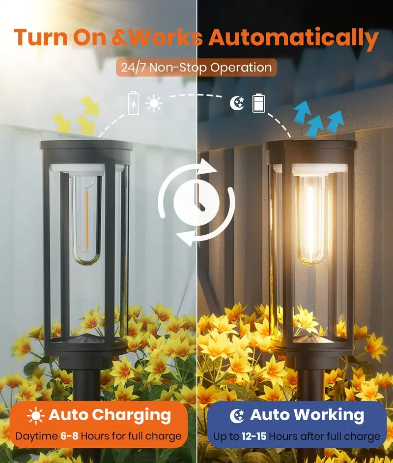 ✨Solar Garden Pathway Lights, Waterproof Auto On/Off Outdoor Decor🌟