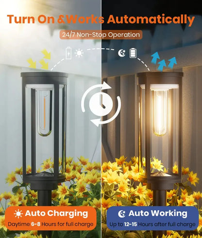 ✨Solar Garden Pathway Lights, Waterproof Auto On/Off Outdoor Decor🌟