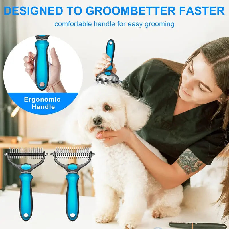 ✨[BOGO Deal]Dual-Sided Pet Deshedding Brush for Dogs & Cats🐶🐱