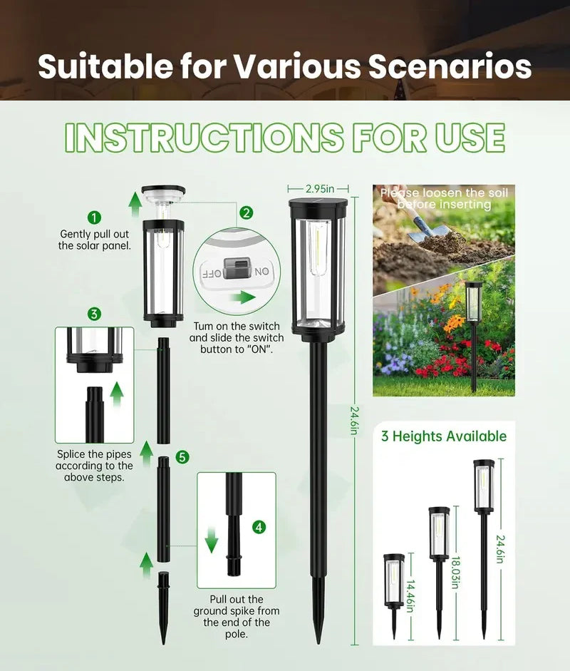 ✨Solar Garden Pathway Lights, Waterproof Auto On/Off Outdoor Decor🌟