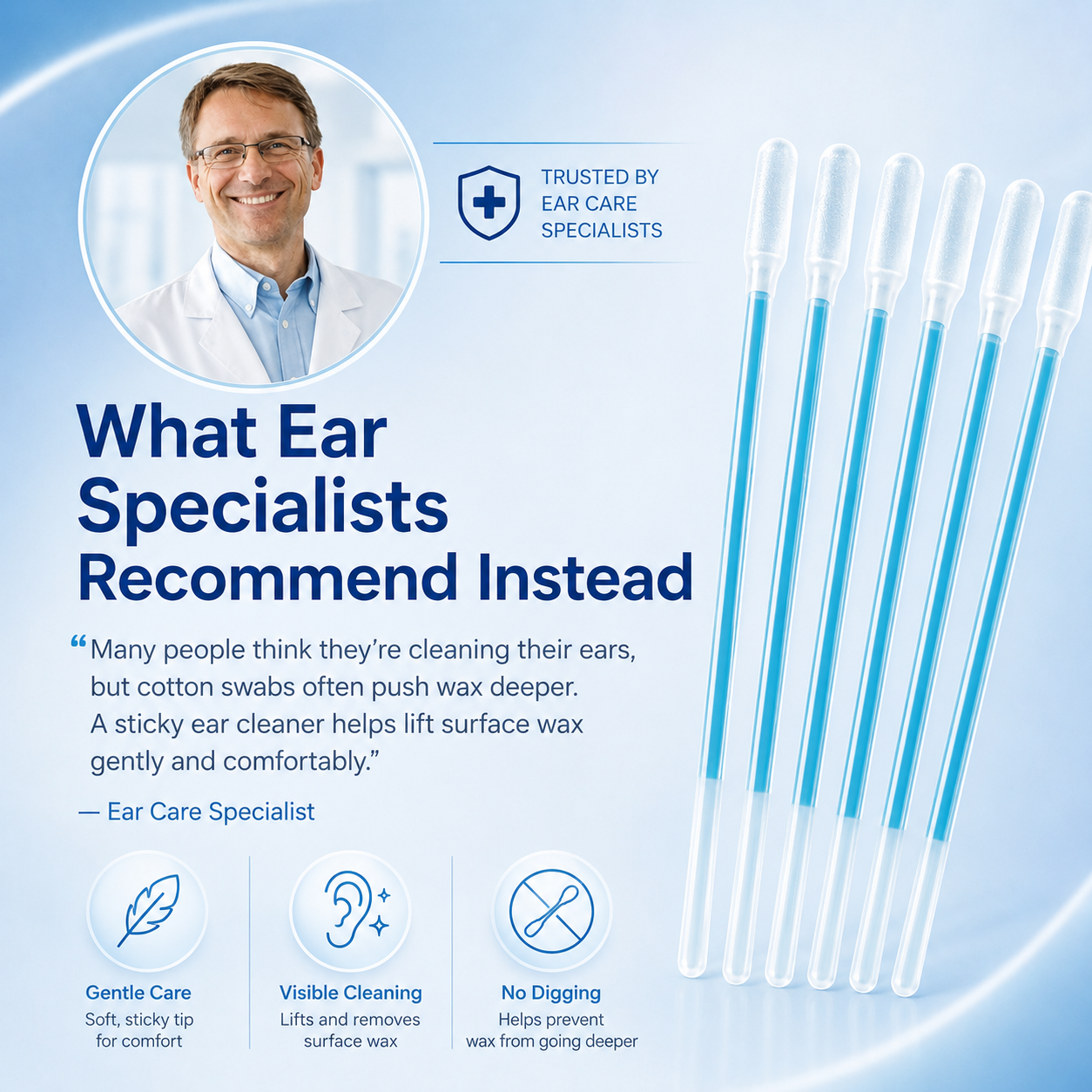 Sticky Ear Cleaning Sticks - Gentle, Visible Ear Care👂