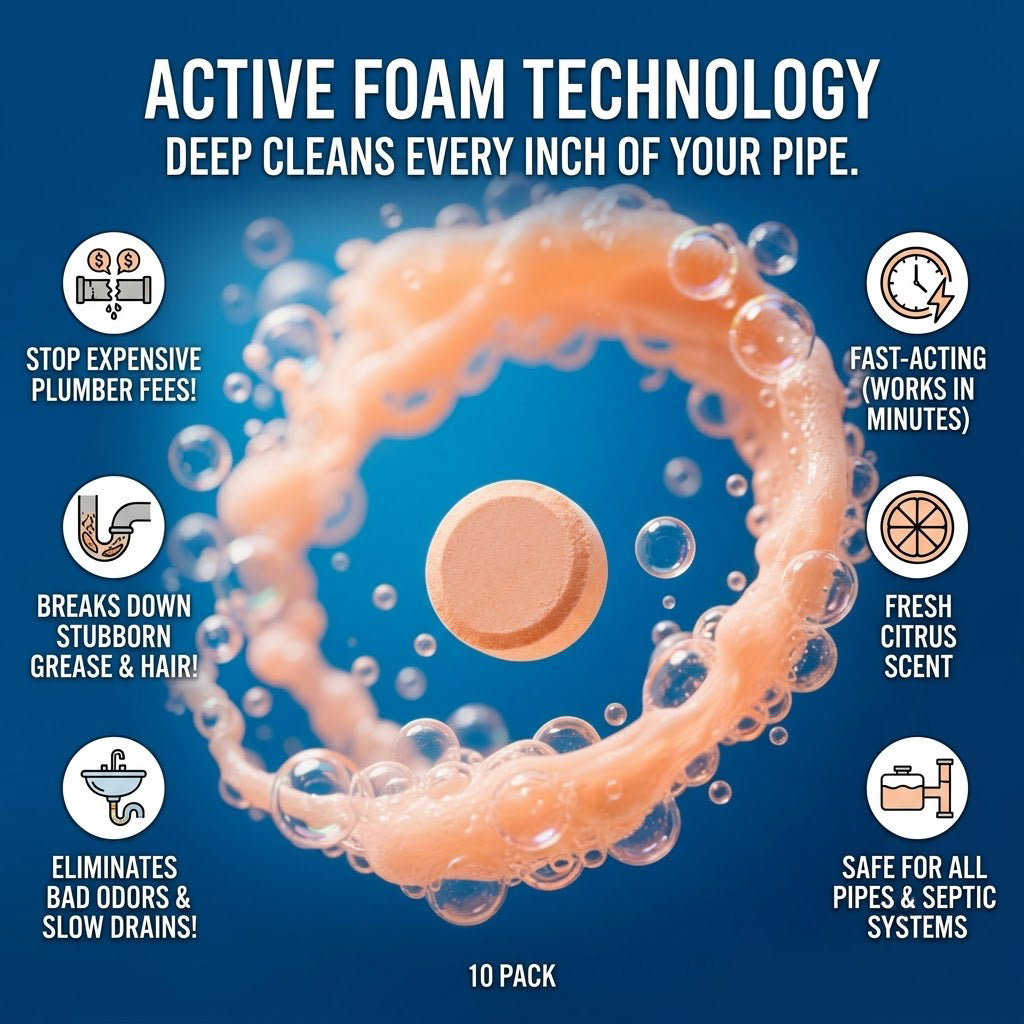 🔥 One Tablet. Cleaner Drains. Active Oxygen Drain Cleaner Tablets — No Fumes, No Mess, No Harsh Chemicals