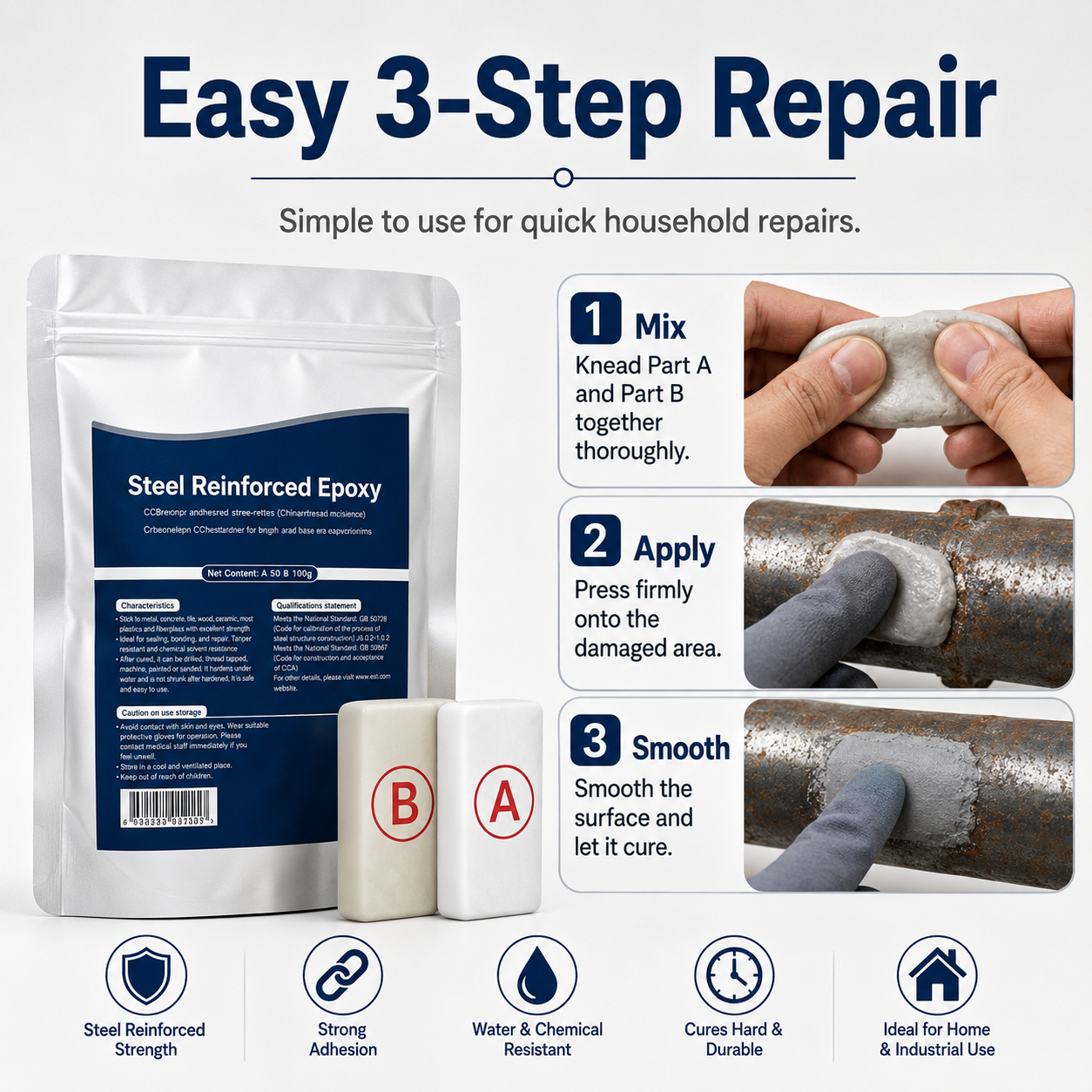 Steel-Reinforced Epoxy Repair Putty