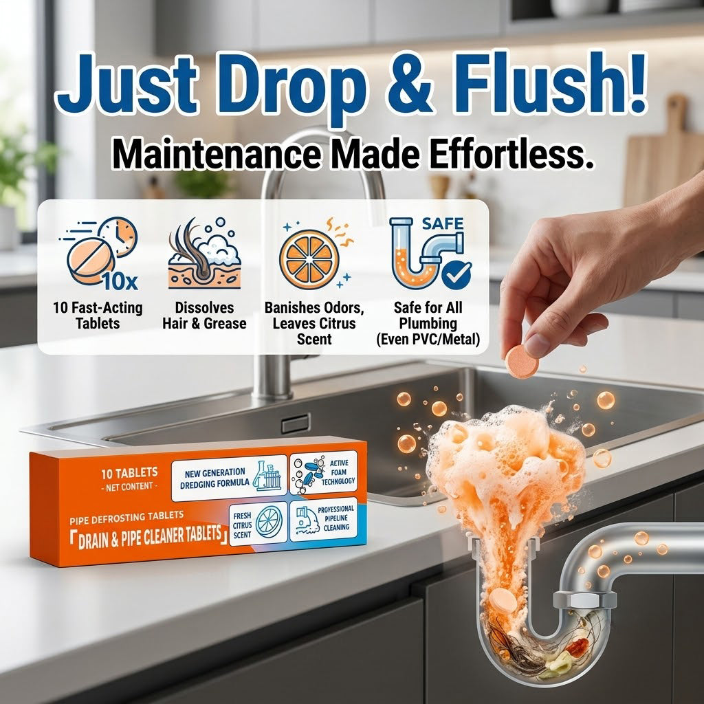 🔥 One Tablet. Cleaner Drains. Active Oxygen Drain Cleaner Tablets — No Fumes, No Mess, No Harsh Chemicals