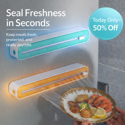 🔥 Reusable Magnetic Cling Film Dispenser with Built-In Precision Cutter