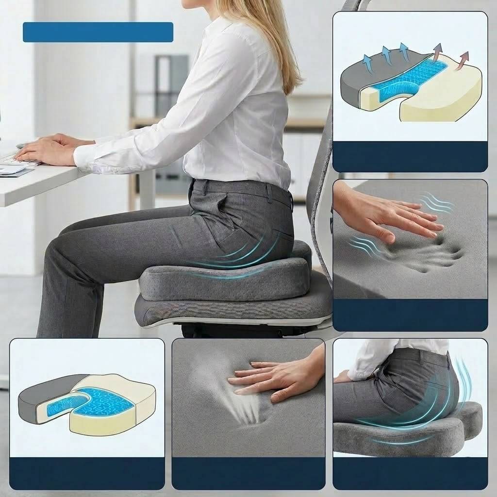 Premium Memory Foam Ergonomic Seat Cushion